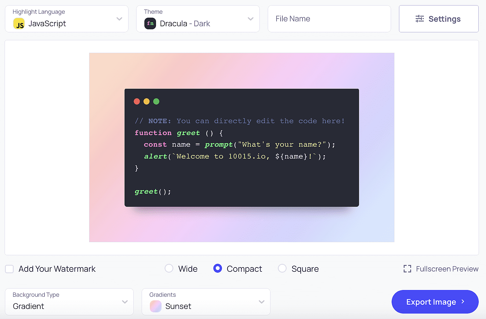 Turn Code Snippets into Beautiful Images to Share on Social Media