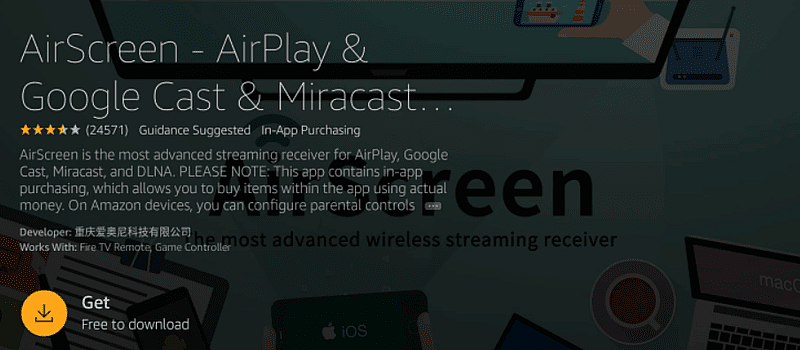 Airscreen top fire tv