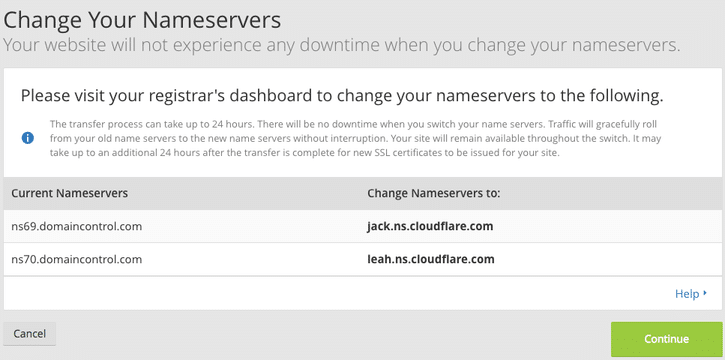 cloudflare-change-ns