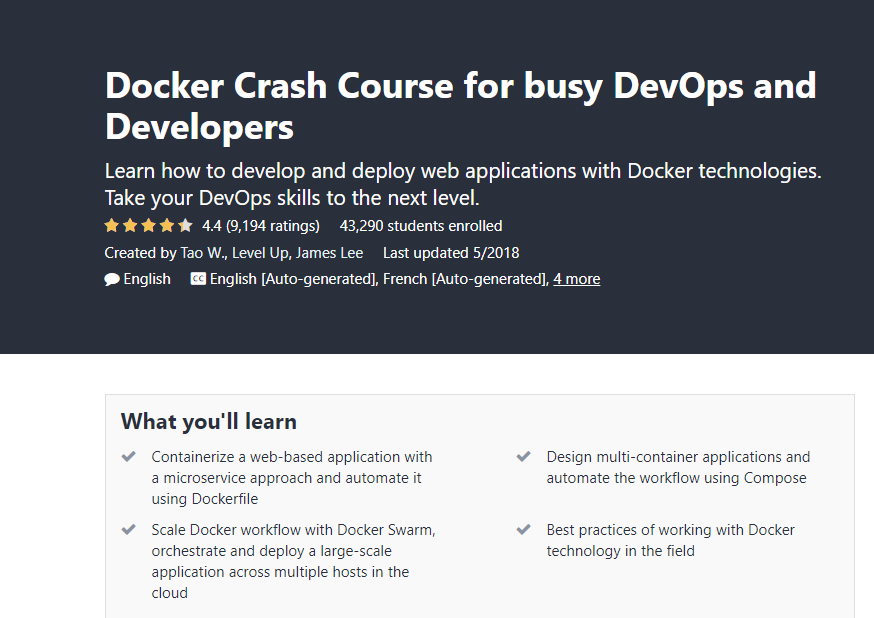 Docker tutorial crash course from Udemy