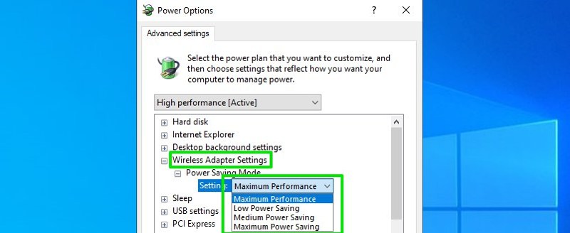 Wireless adaptor settings