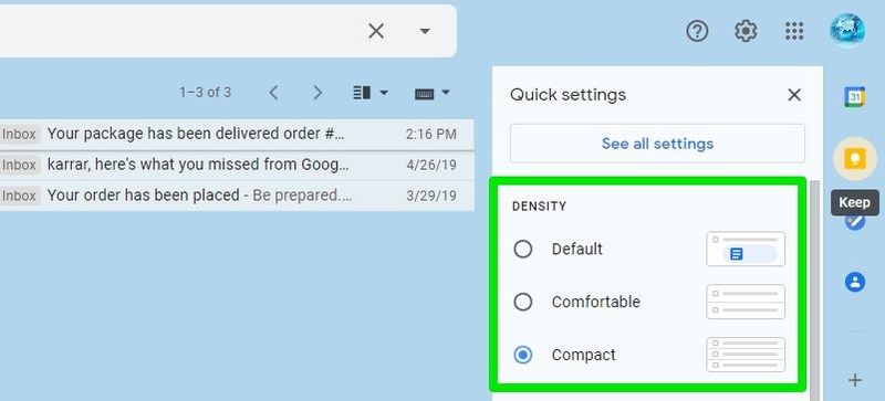 Change email density