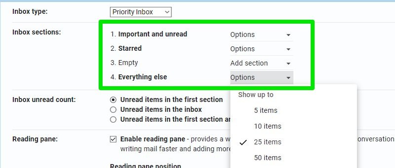 Customize priorty inbox