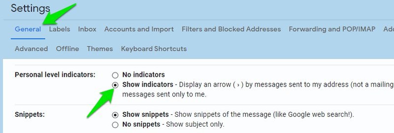 Show Personal level indicators in Gmail