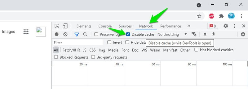 Disable cache in Chrome