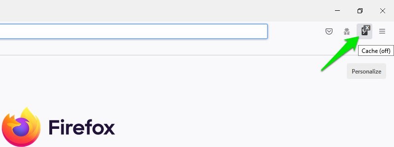Firefox toggle cache off addon