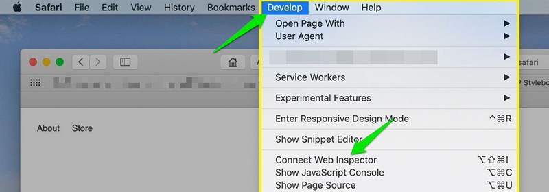 Open Web Inspector in Safari