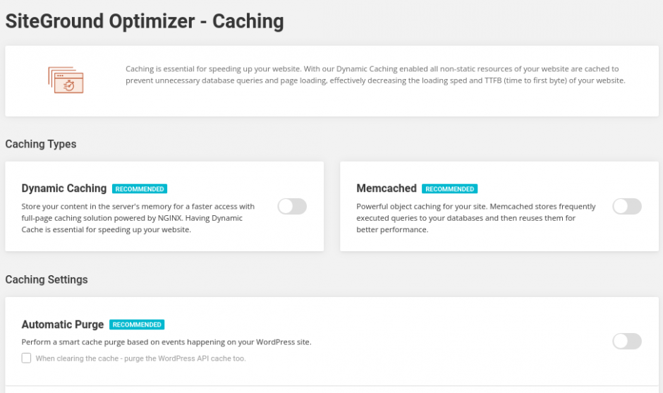 SG optimzer-caching