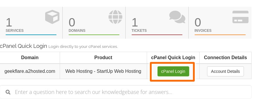 a2 hosting cpanel