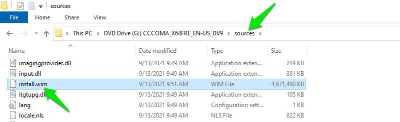 Copy Install.wim file in Windows 11