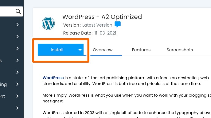 wordpress installation