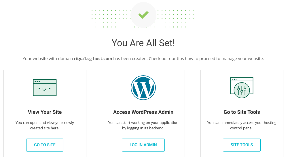 wordpress site setup done