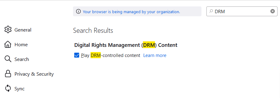 firefox drm controlled content