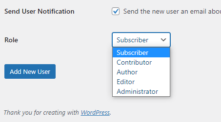 wordpress native user management