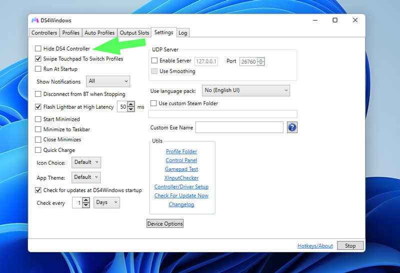 Hide DS4 Controler in DS4Windows settings