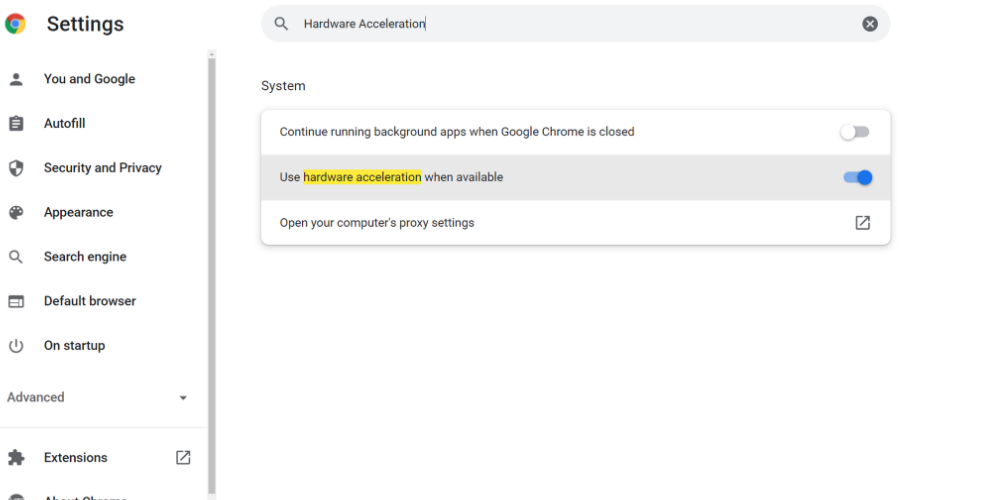 Enabling Hardware Acceleration In Chrome to reduce Chrome memory usage