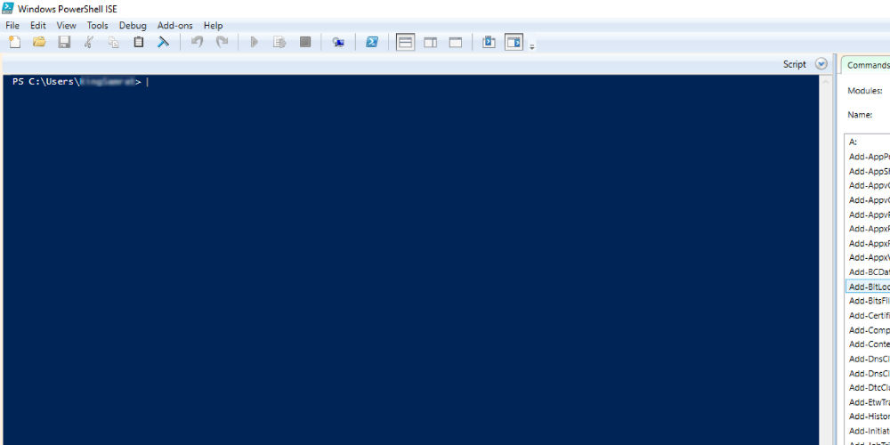 View of Windows Powershell