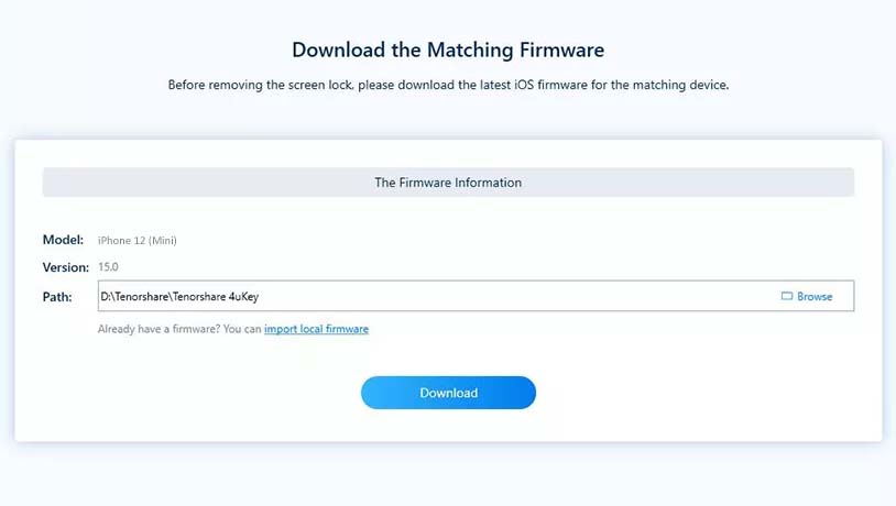 downloading latest iOS firmware tenorshare 4ukey