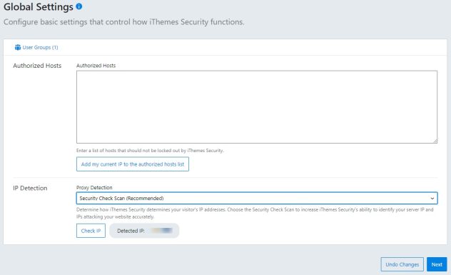 iThemes Security Pro: global settings