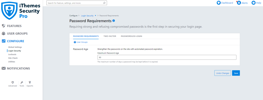 iThemes Security Pro: password age