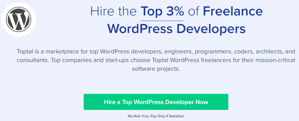 toptal for hiring top % of wordpress developers