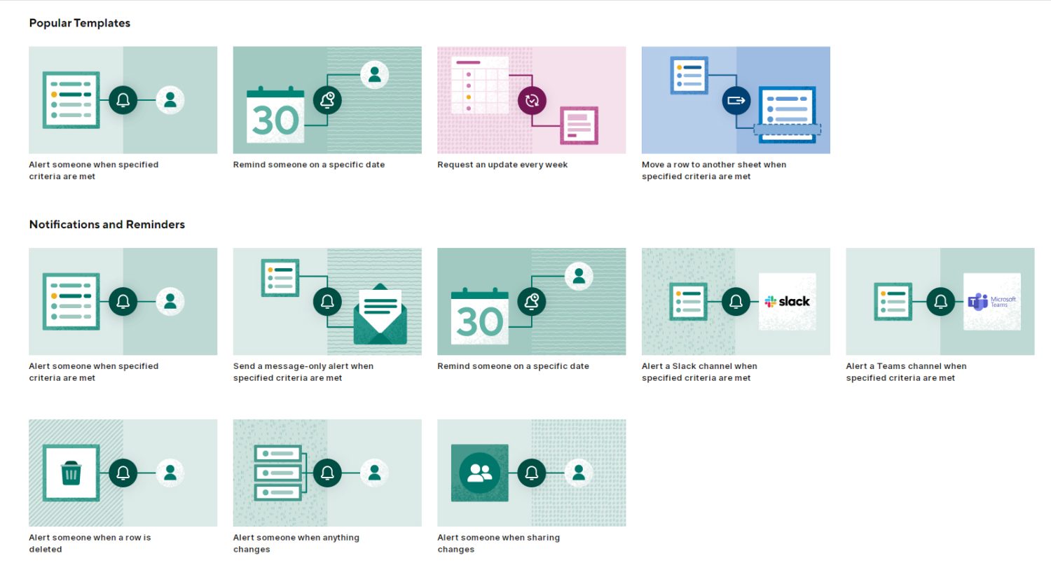 Popular templates for workflow automation