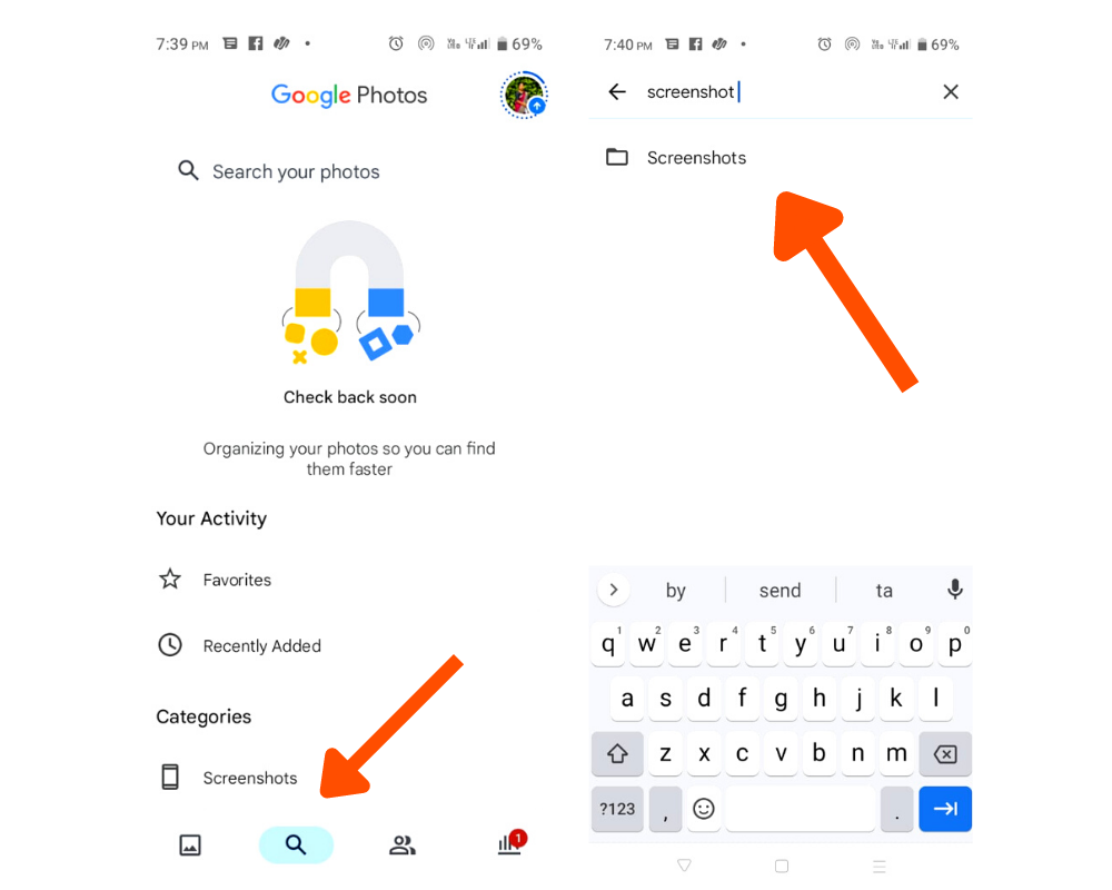 screenshots in google photos