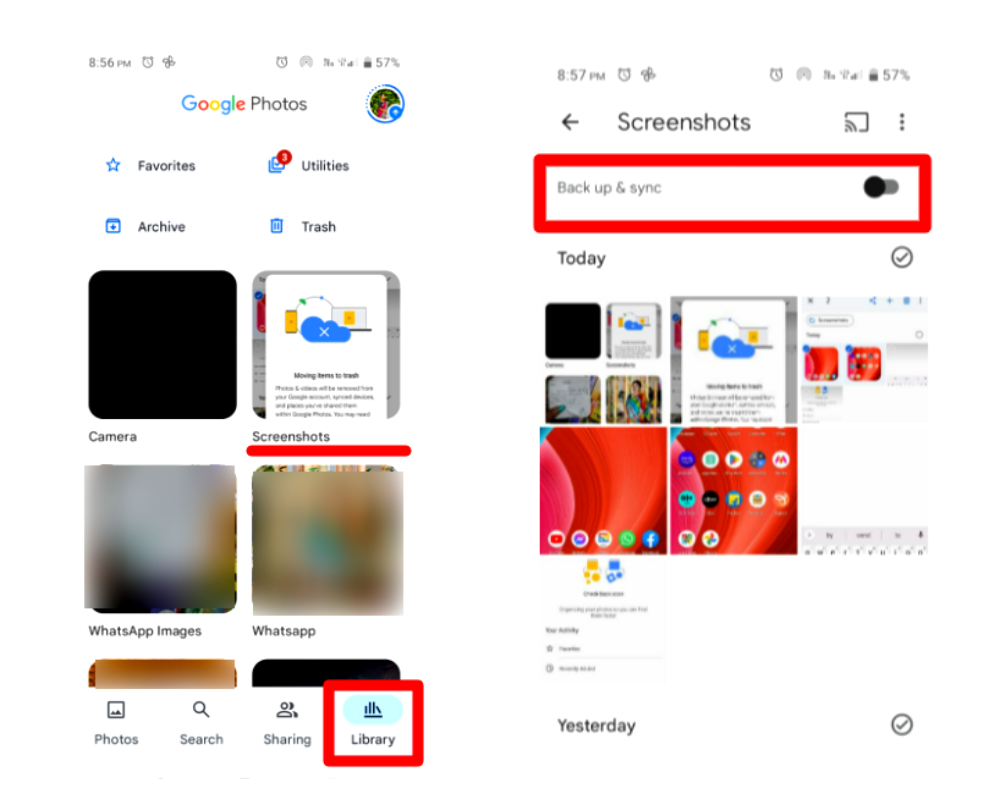 screenshots in google photos