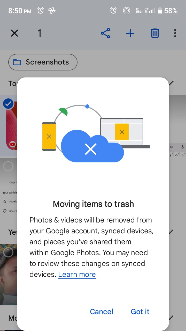 screenshots in google photos