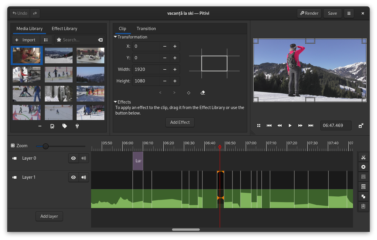 Pitivi open source video editor