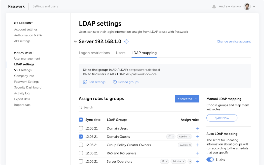 passwork-LDAP-setting