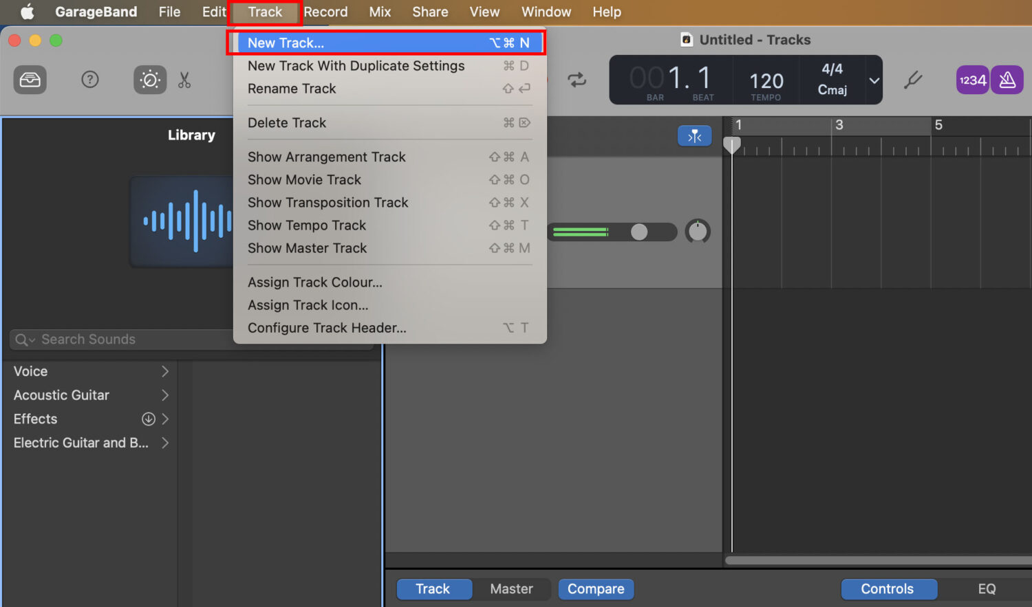 GarageBand new track