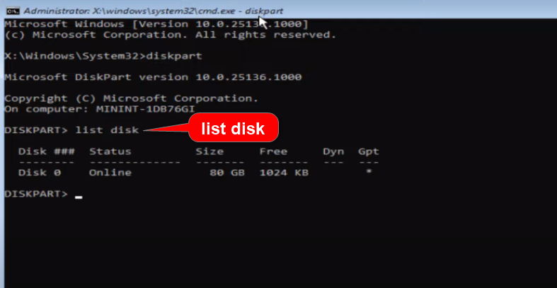 add list disk command