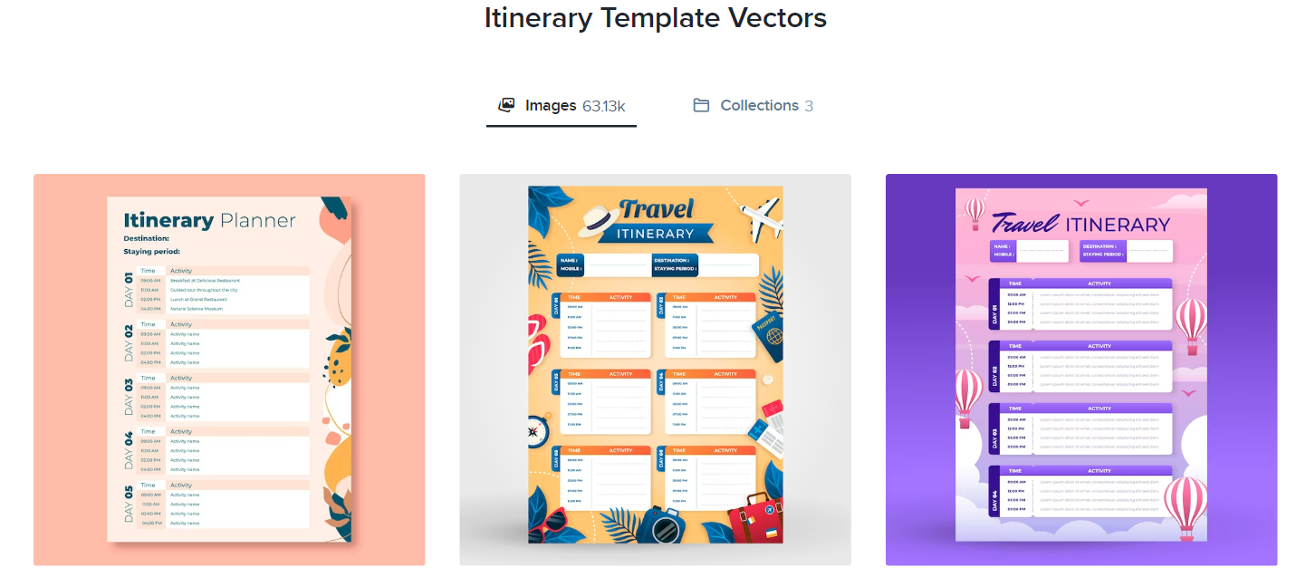 A variety of nursery itinerary templates on a screen.