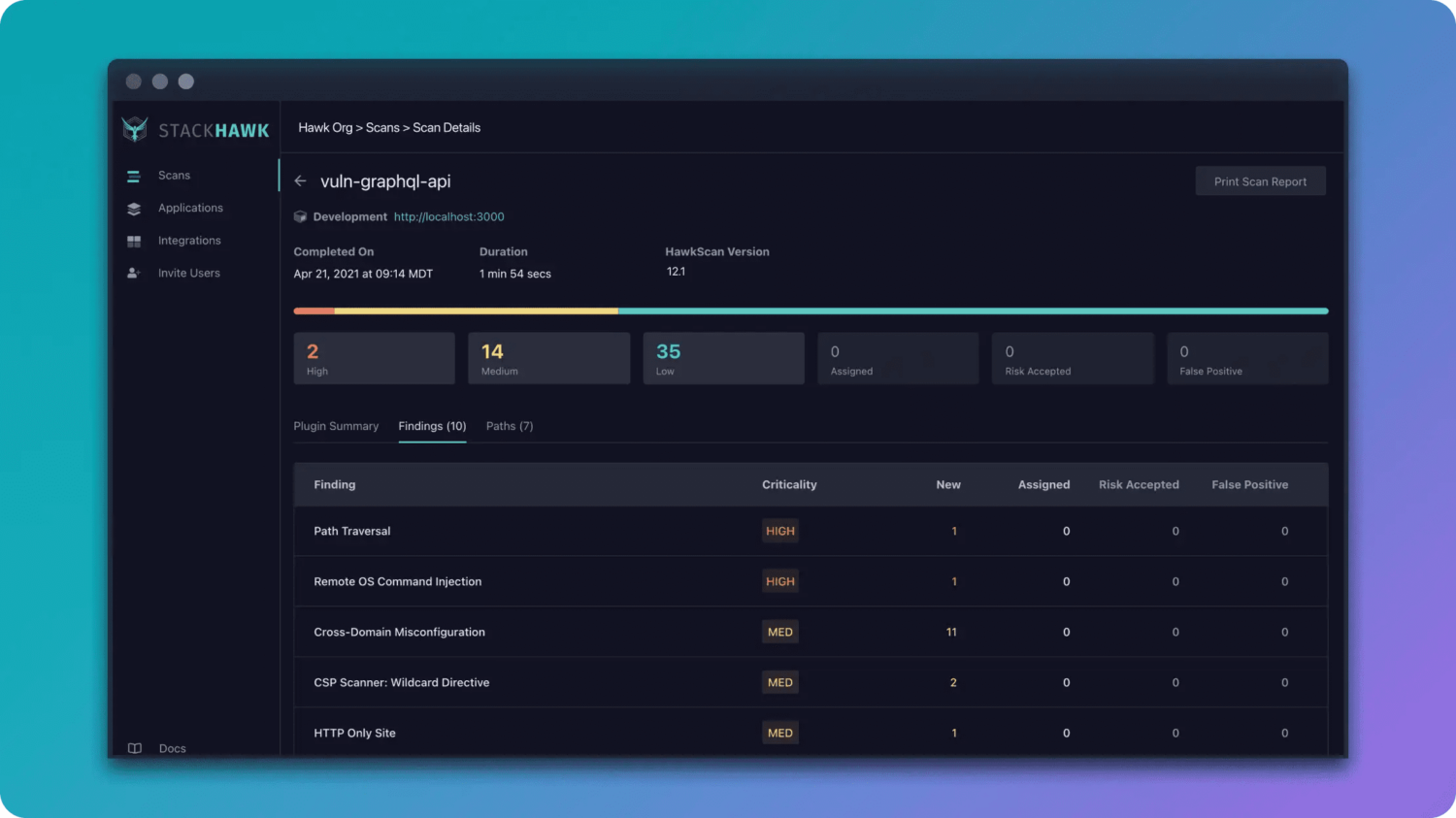 StackHawk GraphQL vulnerability scanner