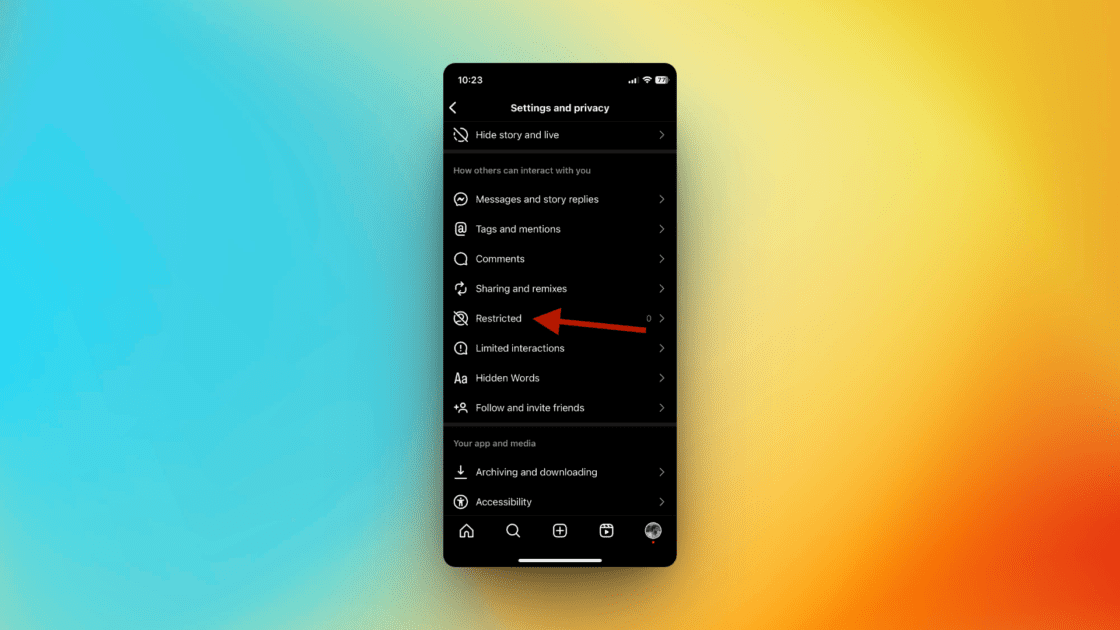 restricted- setting-on-instagram