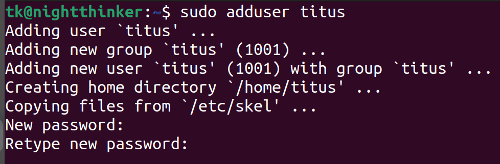 Sudo adduser password