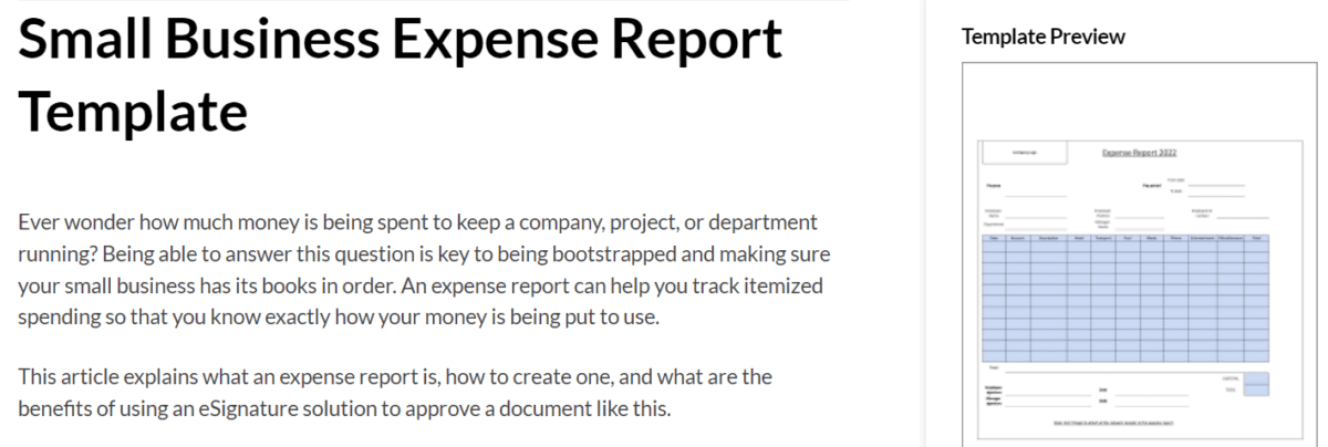 small-business-expense-report-template