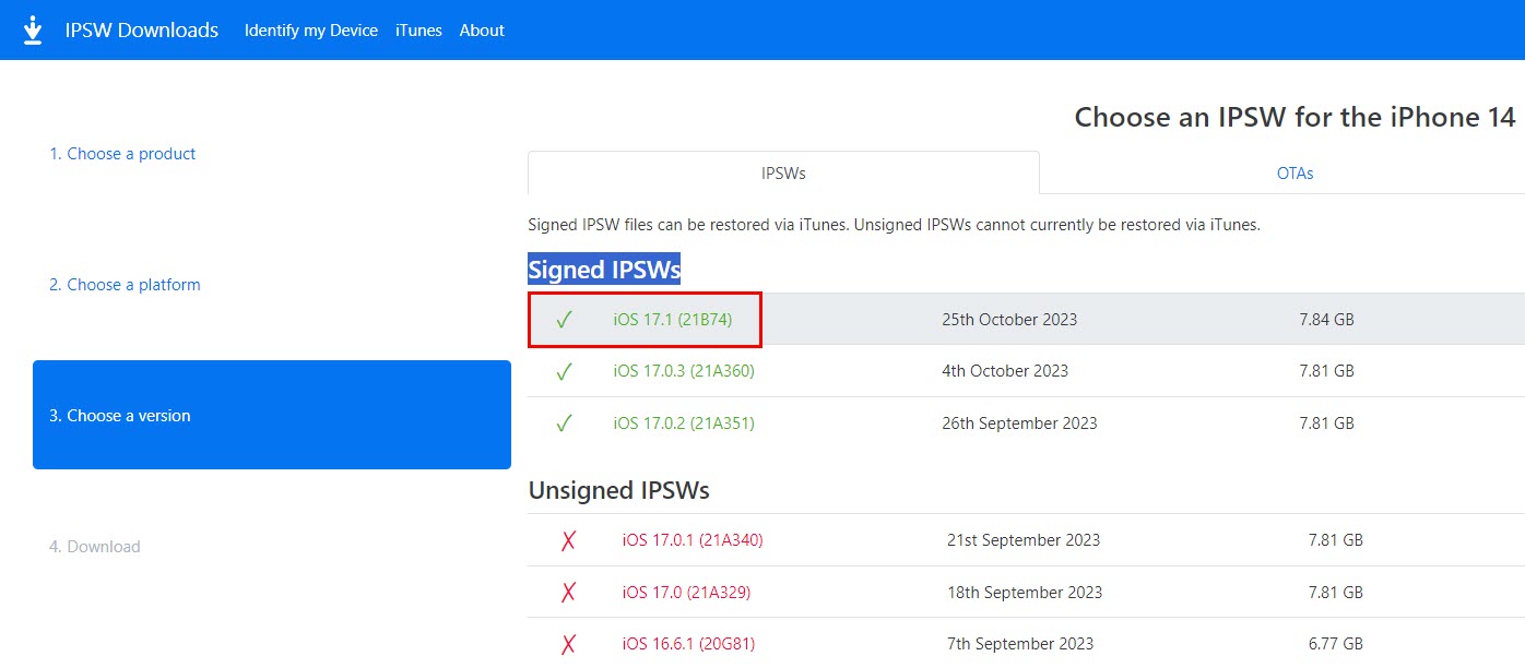 Download IPSW file