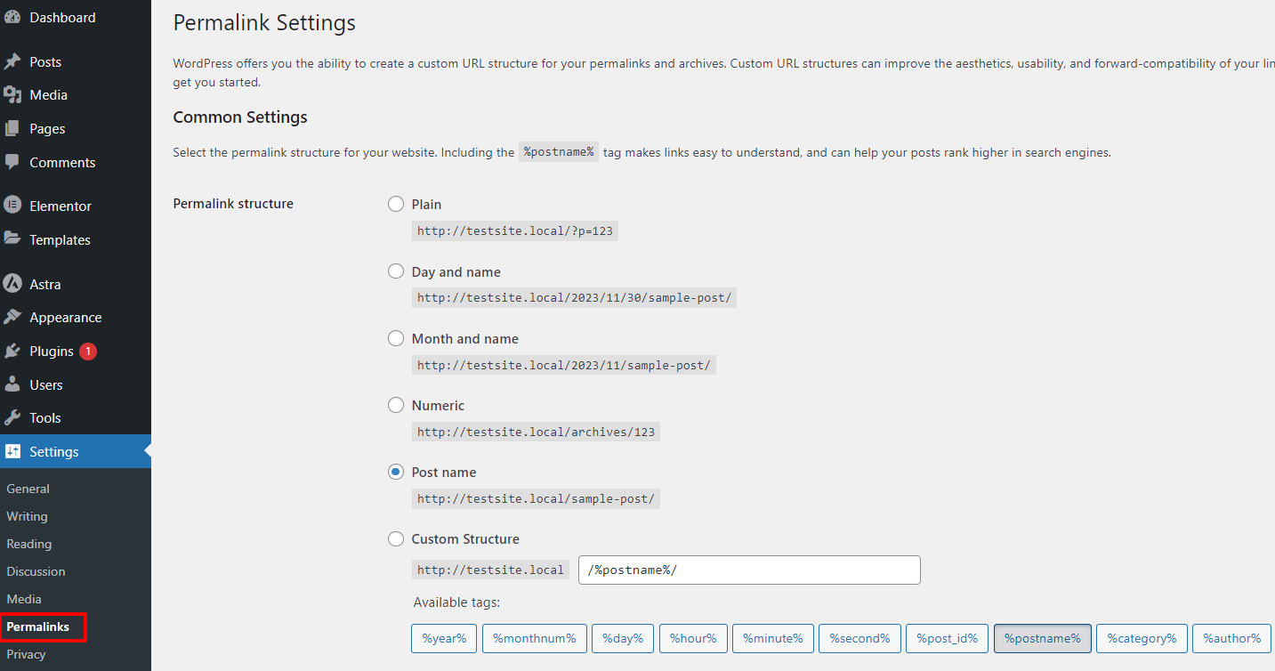 Settings-for-Permalink