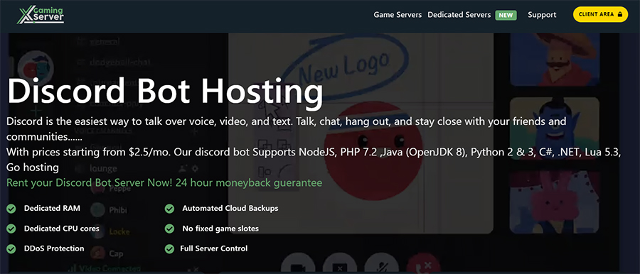 Discord bot hosting XGamingServer.