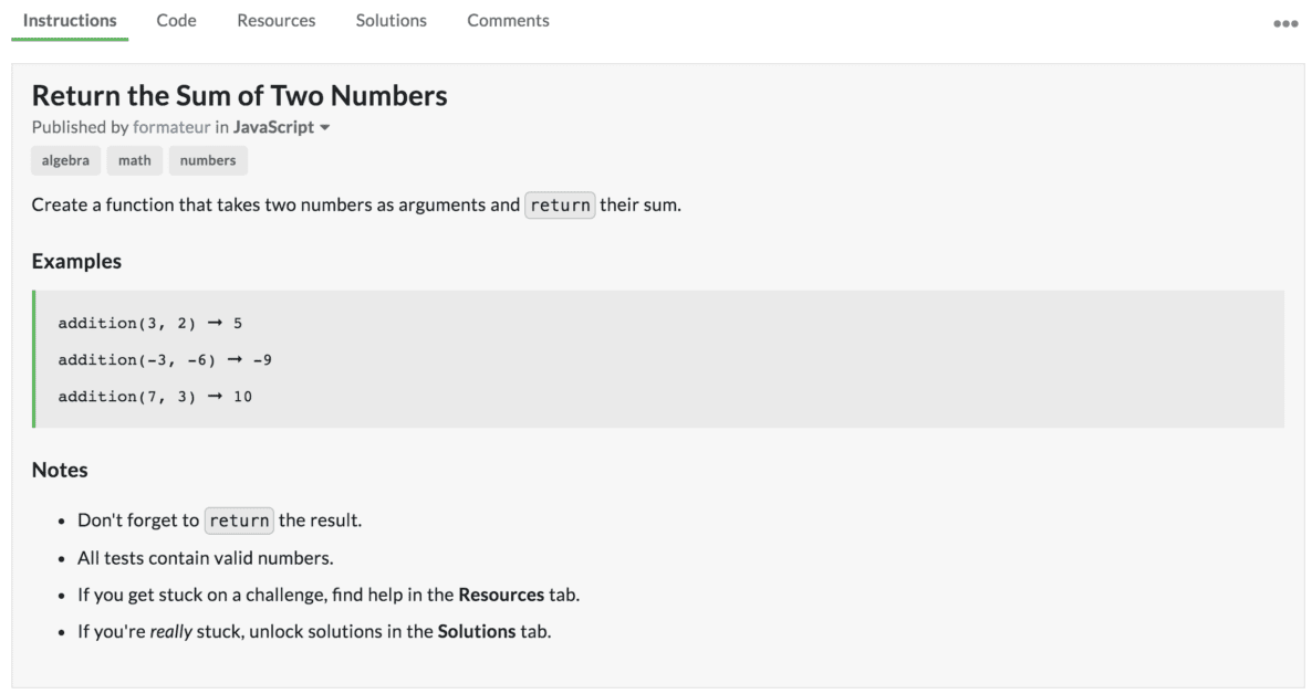 Return the Sum of Two Numbers Edabit