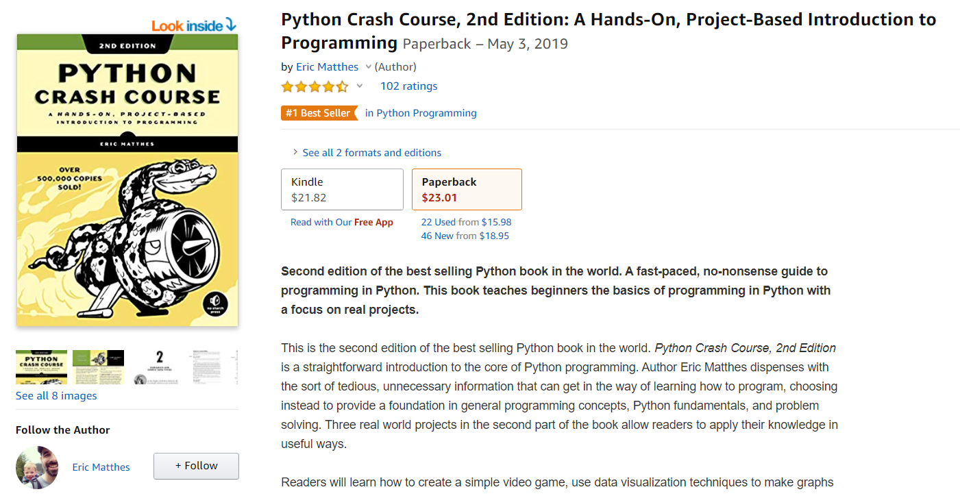 Python Crash Course Book