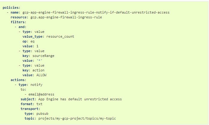 Cloud Custodian check for misconfigured firewall rules