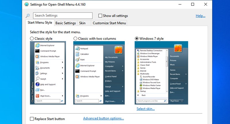 Open Shell Choose Start menu style