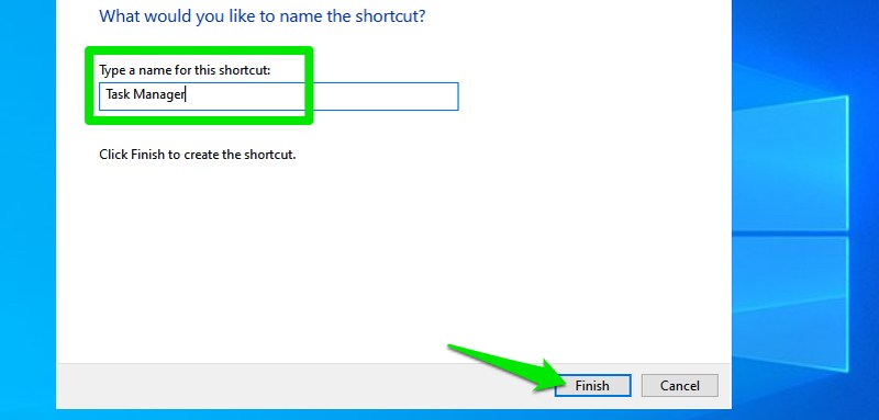 Enter shortcut name