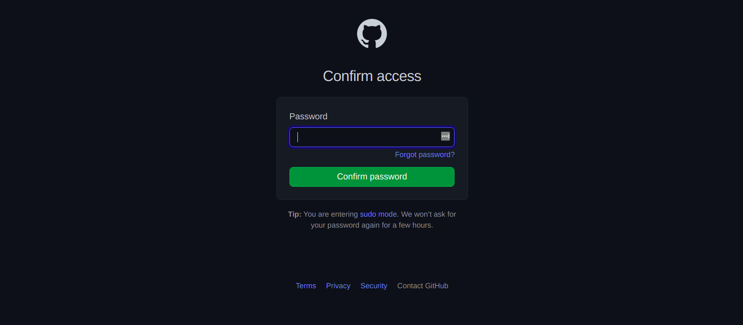 GitHub Confirm Access