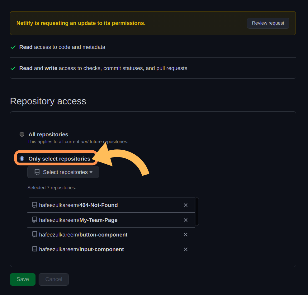 Select Repository Option