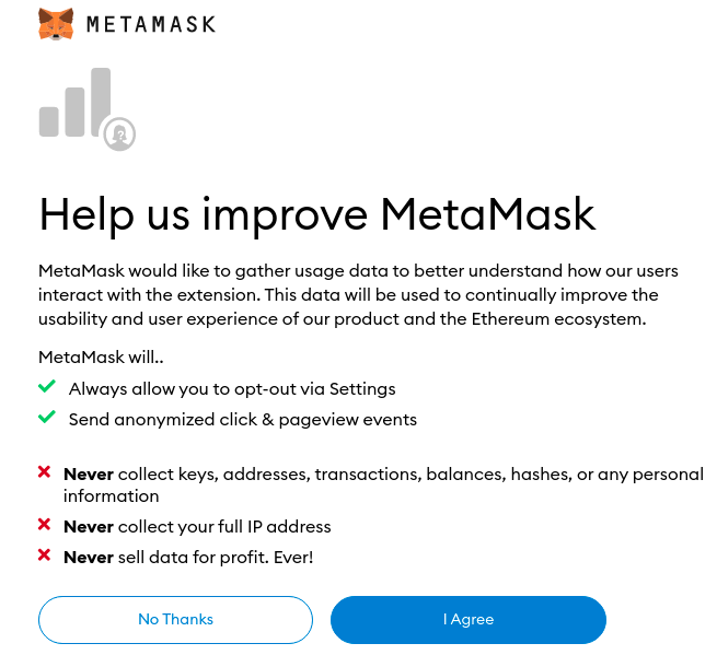 metamask data sharing discloure