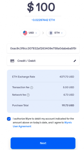 metamask transaction-wyre